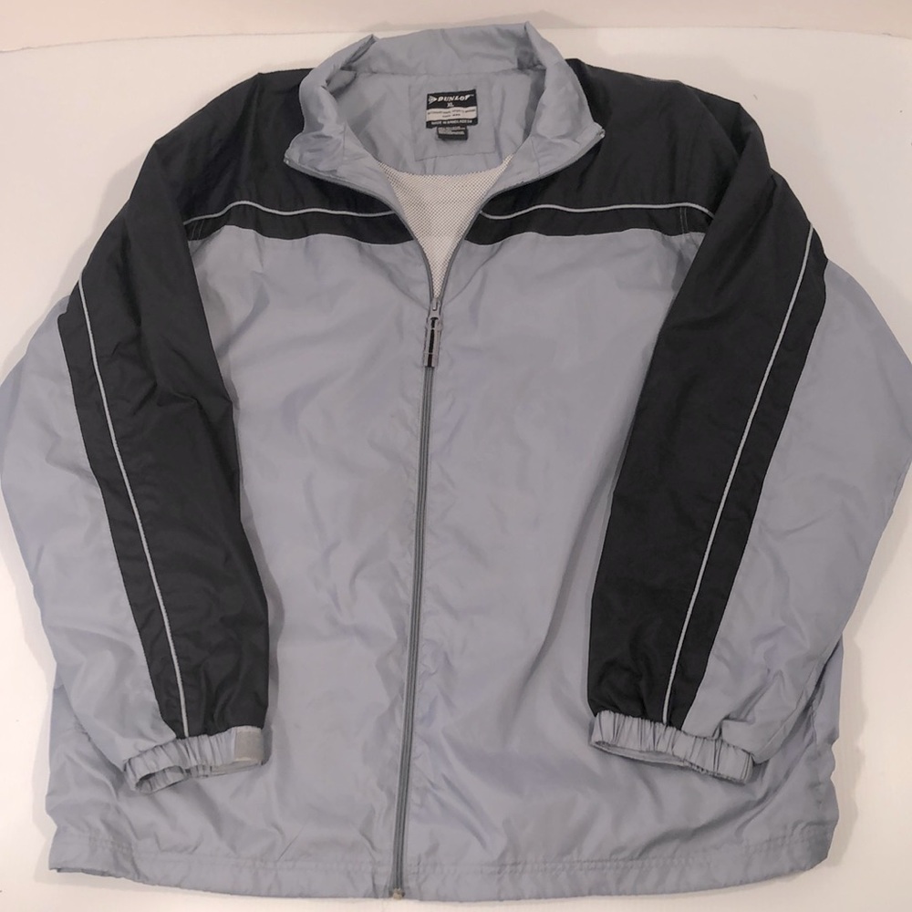 Dunlop men’s gray and black striped windbreaker, Sz XL